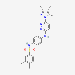 molecular formula C24H26N6O2S B2584688 3,4-dimethyl-N-(4-((6-(3,4,5-trimethyl-1H-pyrazol-1-yl)pyridazin-3-yl)amino)phenyl)benzenesulfonamide CAS No. 1014047-26-7