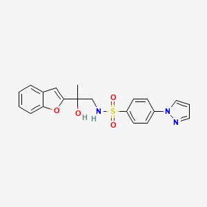 molecular formula C20H19N3O4S B2584692 N-(2-(苯并呋喃-2-基)-2-羟基丙基)-4-(1H-吡唑-1-基)苯磺酰胺 CAS No. 2034601-42-6