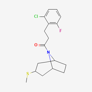 3-(2-chloro-6-fluorophenyl)-1-((1R,5S)-3-(methylthio)-8-azabicyclo[3.2.1]octan-8-yl)propan-1-one