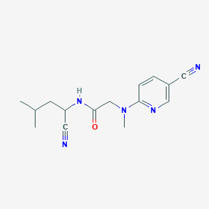 molecular formula C15H19N5O B2584713 N-(1-cyano-3-methylbutyl)-2-[(5-cyanopyridin-2-yl)(methyl)amino]acetamide CAS No. 1311587-44-6
