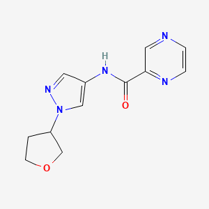 molecular formula C12H13N5O2 B2584719 N-(1-(四氢呋喃-3-基)-1H-吡唑-4-基)吡嗪-2-甲酰胺 CAS No. 1797158-55-4