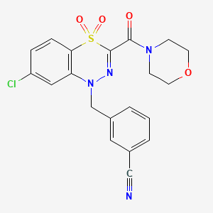 3-{[7-chloro-3-(morpholinocarbonyl)-4,4-dioxo-4lambda~6~,1,2-benzothiadiazin-1(4H)-yl]methyl}benzonitrile