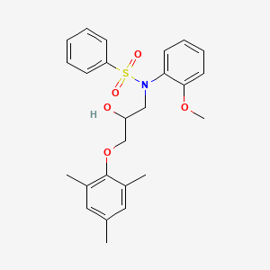molecular formula C25H29NO5S B2584726 N-[2-羟基-3-(2,4,6-三甲基苯氧基)丙基]-N-(2-甲氧基苯基)苯磺酰胺 CAS No. 700349-61-7