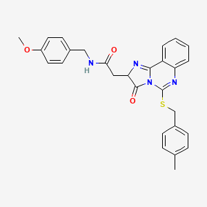 molecular formula C28H26N4O3S B2584728 N-[(4-甲氧基苯基)甲基]-2-[5-[(4-甲基苯基)甲硫基]-3-氧代-2H-咪唑并[1,2-c]喹唑啉-2-基]乙酰胺 CAS No. 1023560-94-2