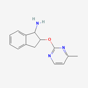 molecular formula C14H15N3O B2584734 2-[(4-甲基嘧啶-2-基)氧基]-2,3-二氢-1H-茚-1-胺 CAS No. 2178770-98-2