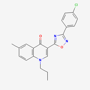 molecular formula C21H18ClN3O2 B2584740 3-[3-(4-chlorophenyl)-1,2,4-oxadiazol-5-yl]-6-methyl-1-propylquinolin-4(1H)-one CAS No. 1326821-98-0