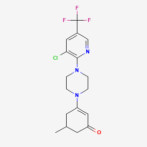 molecular formula C17H19ClF3N3O B2584743 3-[4-[3-Chloro-5-(trifluoromethyl)pyridin-2-yl]piperazin-1-yl]-5-methylcyclohex-2-en-1-one CAS No. 1024353-40-9