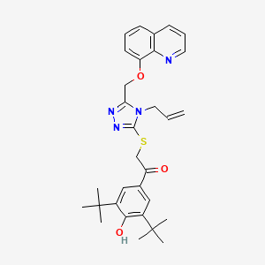 1-(3,5-Ditert-butyl-4-hydroxyphenyl)-2-[[4-prop-2-enyl-5-(quinolin-8-yloxymethyl)-1,2,4-triazol-3-yl]sulfanyl]ethanone