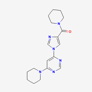 molecular formula C18H24N6O B2584761 piperidin-1-yl(1-(6-(piperidin-1-yl)pyrimidin-4-yl)-1H-imidazol-4-yl)methanone CAS No. 1251560-41-4