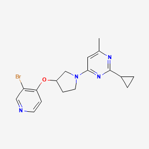 molecular formula C17H19BrN4O B2584762 4-[3-(3-Bromopyridin-4-yl)oxypyrrolidin-1-yl]-2-cyclopropyl-6-methylpyrimidine CAS No. 2380143-25-7