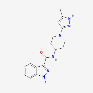 molecular formula C18H22N6O B2584765 1-甲基-N-(1-(5-甲基-1H-吡唑-3-基)哌啶-4-基)-1H-吲唑-3-甲酰胺 CAS No. 2034201-50-6