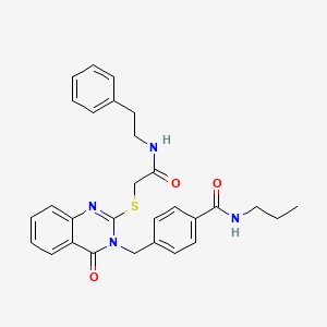 4-((4-oxo-2-((2-oxo-2-(phenethylamino)ethyl)thio)quinazolin-3(4H)-yl)methyl)-N-propylbenzamide