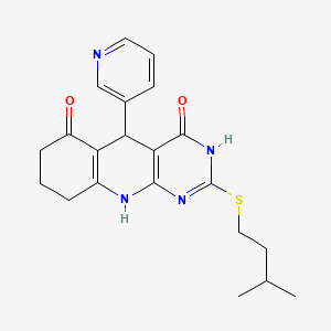 2-(isopentylthio)-5-(pyridin-3-yl)-7,8,9,10-tetrahydropyrimido[4,5-b]quinoline-4,6(3H,5H)-dione