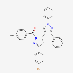 [5-(4-Bromophenyl)-3-(1,3-diphenylpyrazol-4-yl)-3,4-dihydropyrazol-2-yl]-(4-methylphenyl)methanone