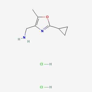 (2-Cyclopropyl-5-methyl-1,3-oxazol-4-yl)methanamine;dihydrochloride