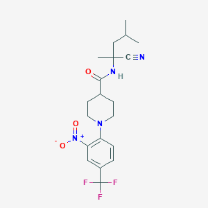 molecular formula C20H25F3N4O3 B2584792 N-(1-cyano-1,3-dimethylbutyl)-1-[2-nitro-4-(trifluoromethyl)phenyl]piperidine-4-carboxamide CAS No. 1797623-57-4
