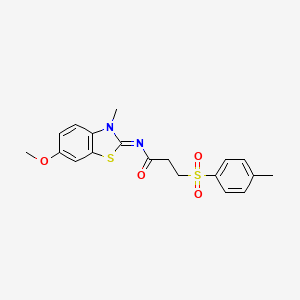 (E)-N-(6-methoxy-3-methylbenzo[d]thiazol-2(3H)-ylidene)-3-tosylpropanamide