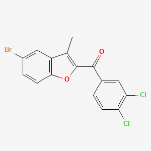 molecular formula C16H9BrCl2O2 B2584797 (5-Bromo-3-metil-1-benzofuran-2-il)(3,4-diclorofenil)metanona CAS No. 303145-30-4