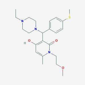 3-((4-ethylpiperazin-1-yl)(4-(methylthio)phenyl)methyl)-4-hydroxy-1-(2-methoxyethyl)-6-methylpyridin-2(1H)-one