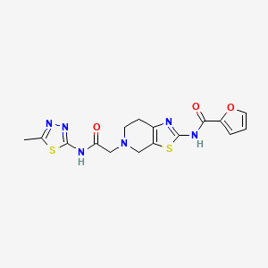 molecular formula C16H16N6O3S2 B2584801 N-(5-(2-((5-methyl-1,3,4-thiadiazol-2-yl)amino)-2-oxoethyl)-4,5,6,7-tetrahydrothiazolo[5,4-c]pyridin-2-yl)furan-2-carboxamide CAS No. 1351596-07-0