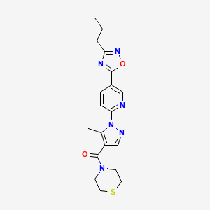 (5-methyl-1-(5-(3-propyl-1,2,4-oxadiazol-5-yl)pyridin-2-yl)-1H-pyrazol-4-yl)(thiomorpholino)methanone