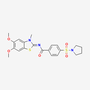 molecular formula C21H23N3O5S2 B2584816 (Z)-N-(5,6-dimethoxy-3-methylbenzo[d]thiazol-2(3H)-ylidene)-4-(pyrrolidin-1-ylsulfonyl)benzamide CAS No. 895453-58-4