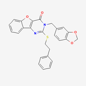 3-(1,3-benzodioxol-5-ylmethyl)-2-[(2-phenylethyl)sulfanyl][1]benzofuro[3,2-d]pyrimidin-4(3H)-one