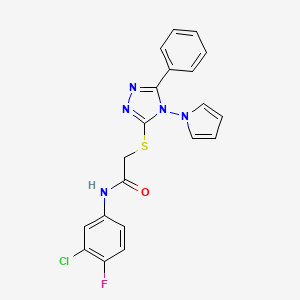 N-(3-chloro-4-fluorophenyl)-2-{[5-phenyl-4-(1H-pyrrol-1-yl)-4H-1,2,4-triazol-3-yl]sulfanyl}acetamide