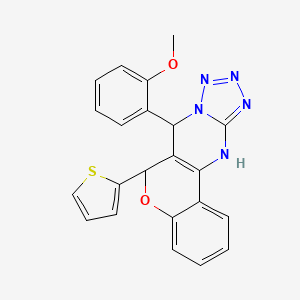 molecular formula C22H17N5O2S B2584835 7-(2-methoxyphenyl)-6-(thiophen-2-yl)-7,12-dihydro-6H-chromeno[4,3-d]tetrazolo[1,5-a]pyrimidine CAS No. 923202-76-0