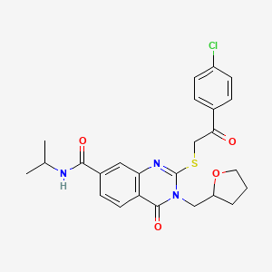 2-((2-(4-chlorophenyl)-2-oxoethyl)thio)-N-isopropyl-4-oxo-3-((tetrahydrofuran-2-yl)methyl)-3,4-dihydroquinazoline-7-carboxamide