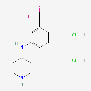 molecular formula C12H17Cl2F3N2 B2584848 Piperidin-4-yl-(3-trifluoromethyl-phenyl)-amine CAS No. 506438-95-5; 782446-06-4