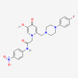 molecular formula C25H26FN5O5 B2584854 2-(2-((4-(4-fluorophenyl)piperazin-1-yl)methyl)-5-methoxy-4-oxopyridin-1(4H)-yl)-N-(4-nitrophenyl)acetamide CAS No. 921496-64-2