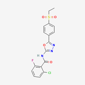 molecular formula C17H13ClFN3O4S B2584867 2-chloro-N-(5-(4-(ethylsulfonyl)phenyl)-1,3,4-oxadiazol-2-yl)-6-fluorobenzamide CAS No. 1203114-34-4