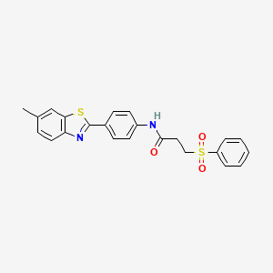 molecular formula C23H20N2O3S2 B2584888 3-(benzenesulfonyl)-N-[4-(6-methyl-1,3-benzothiazol-2-yl)phenyl]propanamide CAS No. 868675-74-5