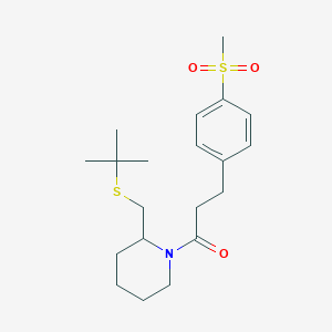 molecular formula C20H31NO3S2 B2584898 1-(2-((Tert-butylthio)methyl)piperidin-1-yl)-3-(4-(methylsulfonyl)phenyl)propan-1-one CAS No. 2034568-98-2