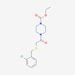 molecular formula C16H21ClN2O3S B258490 Ethyl 4-{[(2-chlorobenzyl)sulfanyl]acetyl}-1-piperazinecarboxylate 