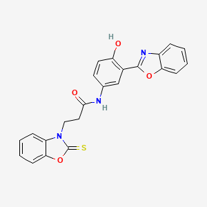 molecular formula C23H17N3O4S B2584907 N-(3-(苯并[d]噁唑-2-基)-4-羟基苯基)-3-(2-硫代苯并[d]噁唑-3(2H)-基)丙酰胺 CAS No. 452062-23-6