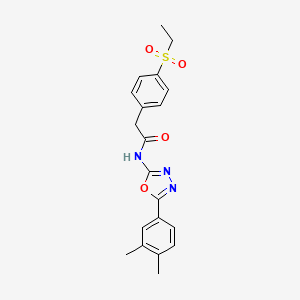 molecular formula C20H21N3O4S B2584911 N-(5-(3,4-二甲苯甲基苯基)-1,3,4-噁二唑-2-基)-2-(4-(乙基磺酰基)苯基)乙酰胺 CAS No. 941932-10-1