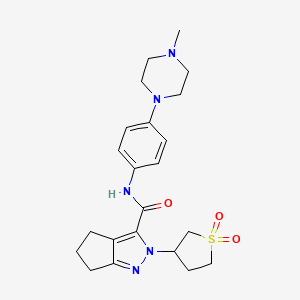 molecular formula C22H29N5O3S B2584914 2-(1,1-二氧化四氢噻吩-3-基)-N-(4-(4-甲基哌嗪-1-基)苯基)-2,4,5,6-四氢环戊[c]吡唑-3-甲酰胺 CAS No. 1040664-93-4