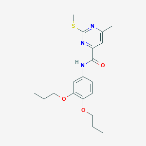 molecular formula C19H25N3O3S B2584920 N-(3,4-dipropoxyphenyl)-6-methyl-2-(methylsulfanyl)pyrimidine-4-carboxamide CAS No. 1147692-47-4