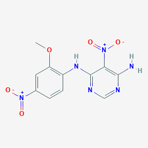 molecular formula C11H10N6O5 B2584923 N4-(2-甲氧基-4-硝基苯基)-5-硝基嘧啶-4,6-二胺 CAS No. 450345-41-2
