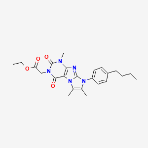 molecular formula C24H29N5O4 B2584925 Ethyl 2-[6-(4-butylphenyl)-4,7,8-trimethyl-1,3-dioxopurino[7,8-a]imidazol-2-yl]acetate CAS No. 896301-87-4