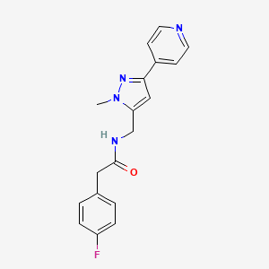 2-(4-Fluorophenyl)-N-[(2-methyl-5-pyridin-4-ylpyrazol-3-yl)methyl]acetamide