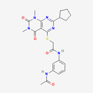 molecular formula C23H26N6O4S B2584948 N-(3-乙酰氨基苯基)-2-((2-环戊基-6,8-二甲基-5,7-二氧代-5,6,7,8-四氢嘧啶并[4,5-d]嘧啶-4-基)硫代)乙酰胺 CAS No. 893909-49-4