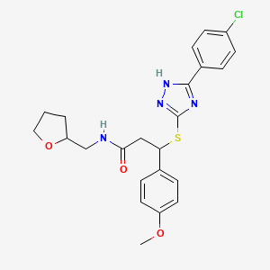 3-{[5-(4-chlorophenyl)-4H-1,2,4-triazol-3-yl]sulfanyl}-3-(4-methoxyphenyl)-N-(tetrahydrofuran-2-ylmethyl)propanamide