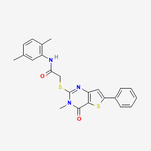 molecular formula C23H21N3O2S2 B2584963 N-(2,5-dimethylphenyl)-2-((3-methyl-4-oxo-6-phenyl-3,4-dihydrothieno[3,2-d]pyrimidin-2-yl)thio)acetamide CAS No. 1105198-86-4