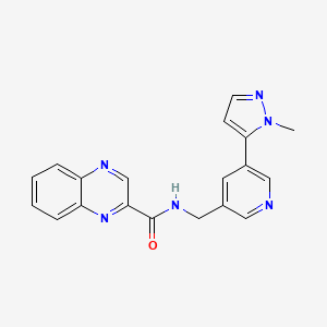 molecular formula C19H16N6O B2584969 N-((5-(1-甲基-1H-吡唑-5-基)吡啶-3-基)甲基)喹喔啉-2-甲酰胺 CAS No. 2034225-62-0