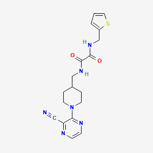 molecular formula C18H20N6O2S B2584970 N1-((1-(3-cyanopyrazin-2-yl)piperidin-4-yl)methyl)-N2-(thiophen-2-ylmethyl)oxalamide CAS No. 1797726-50-1