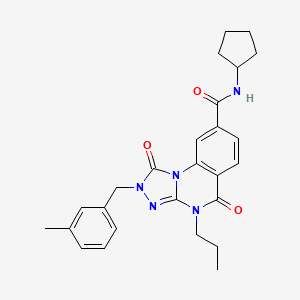molecular formula C26H29N5O3 B2584973 N-cyclopentyl-2-(3-methylbenzyl)-1,5-dioxo-4-propyl-1,2,4,5-tetrahydro[1,2,4]triazolo[4,3-a]quinazoline-8-carboxamide CAS No. 1105247-44-6