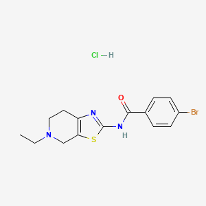 molecular formula C15H17BrClN3OS B2584980 4-bromo-N-(5-ethyl-4,5,6,7-tetrahydrothiazolo[5,4-c]pyridin-2-yl)benzamide hydrochloride CAS No. 1189996-42-6